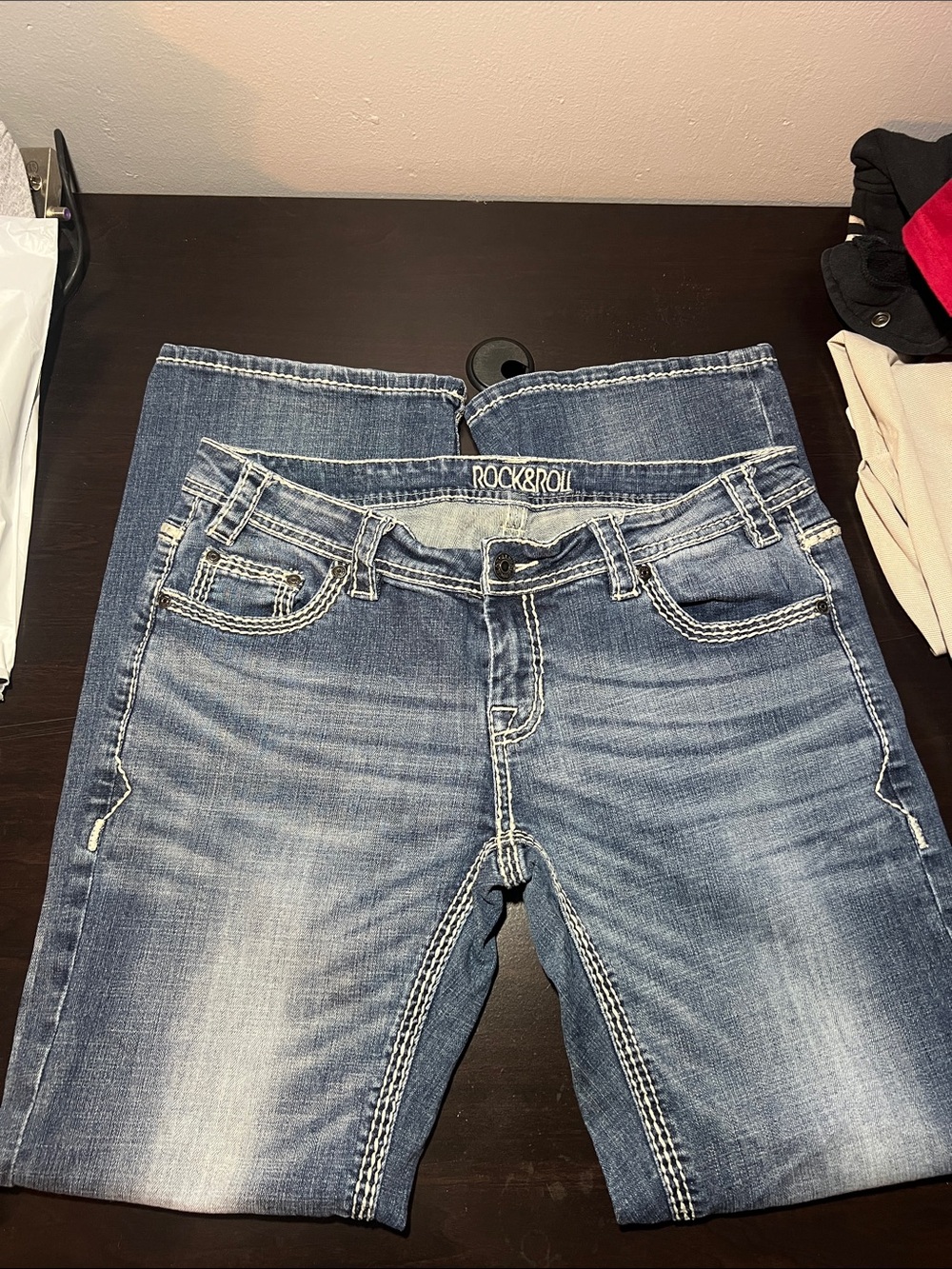 Rock And Roll Cowgirl Mid Rise Women’s 32X32 Riding Jeans Blue Denim
